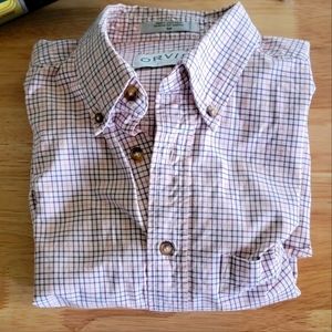 Men's Orvis Button down plaid all cotton shirt for work or play size M